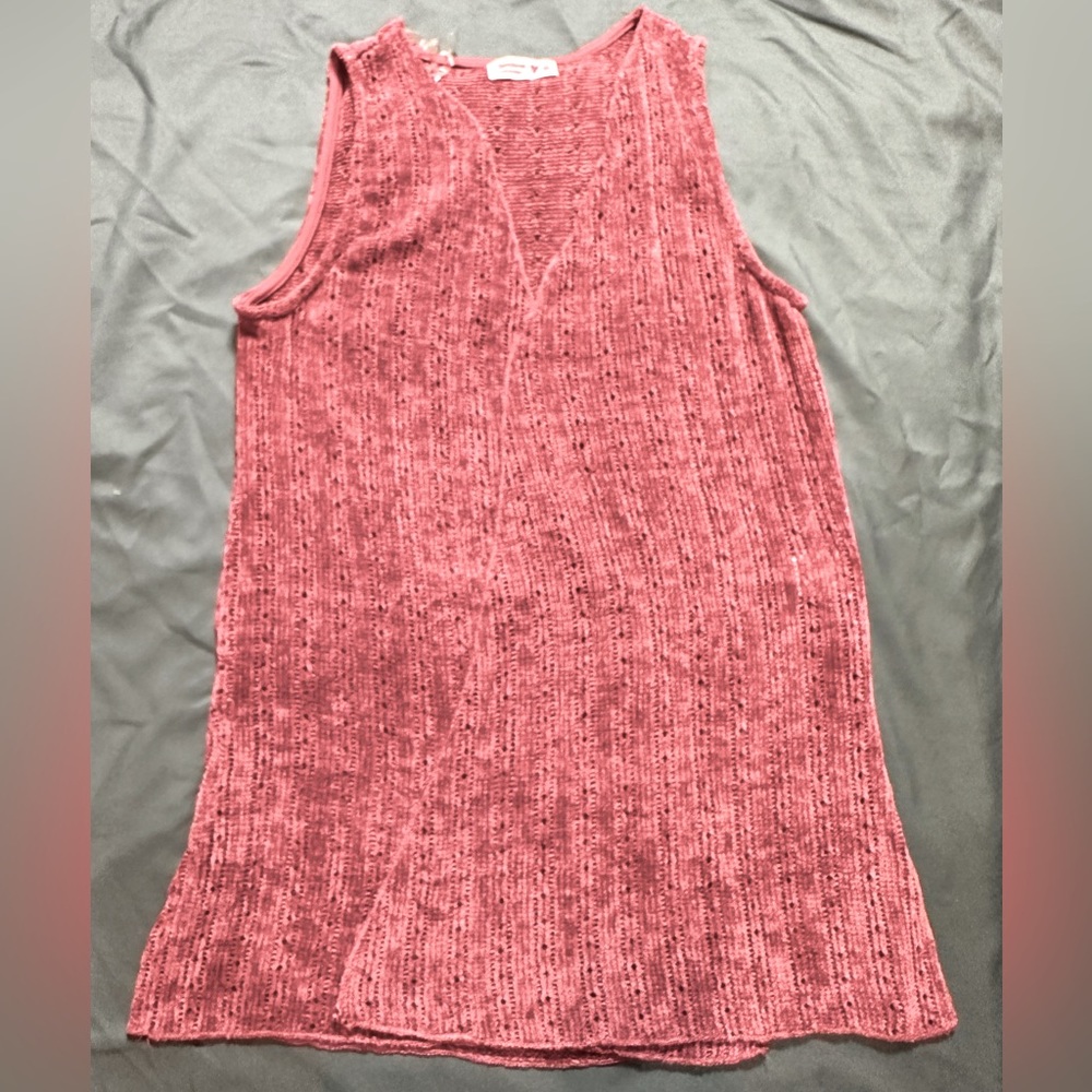 Beautees Girl’s Sweater Vest, Dusty Pink Chenille Open Front, Sz XL